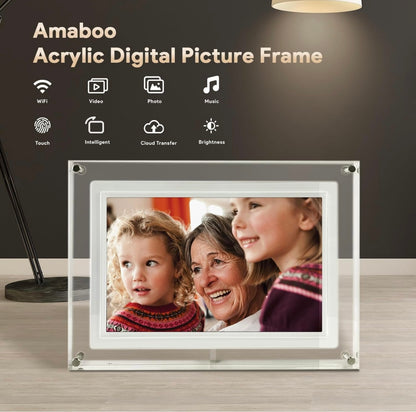Digitaler Bilderrahmen, 7 Zoll Elektronischer Fotorahmen mit Fernbedienung, Hochauflösender IPS Bildschirm, USB/SD-Kartenunterstützung, Foto/Video/Musik/Kalender, Berührungsloser Bildschirm